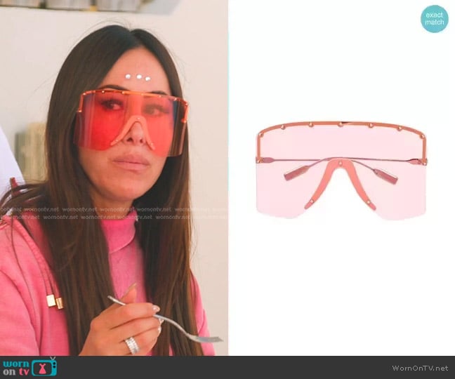 Gucci Tinted Visor Sunglasses worn by Angie Katsanevas on The Real Housewives of Salt Lake City