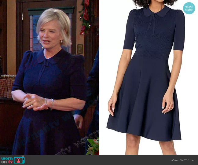 Ted Baker Hillder Mixed Stitch Knit Dress in Dark Blue worn by Kayla Brady (Mary Beth Evans) on Days of our Lives