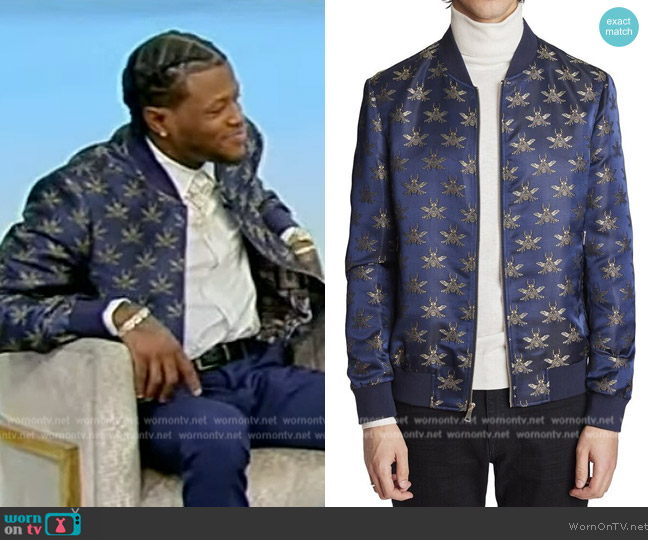 Paisley and Gray Hyde Bomber Jacket worn by D.C. Young Fly on Tamron Hall Show