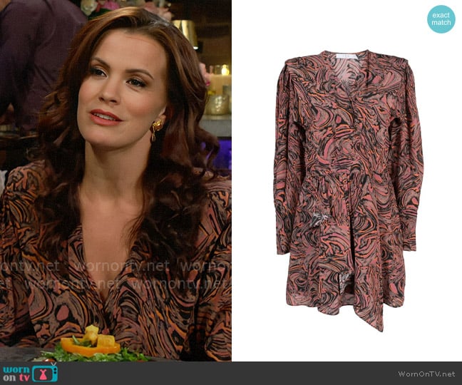 IRO Masca Swirl Print Dress worn by Chelsea Lawson (Melissa Claire Egan) on The Young and the Restless