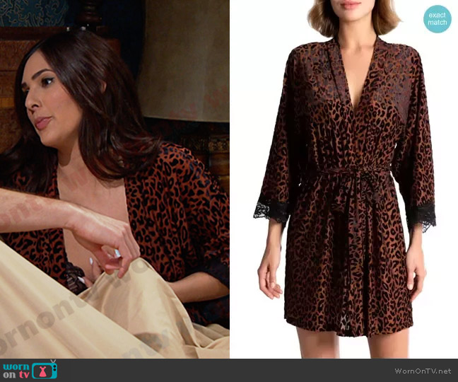 In Bloom by Jonquil Leopard Print Velvet Wrap worn by Gabi Hernandez (Camila Banus) on Days of our Lives