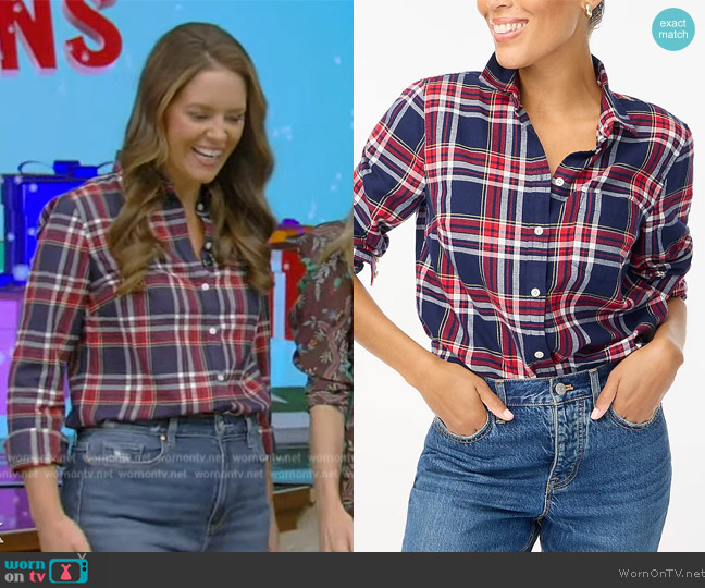 J. Crew Flannel Shirt worn by Monica Mangin on Live with Kelly and Mark