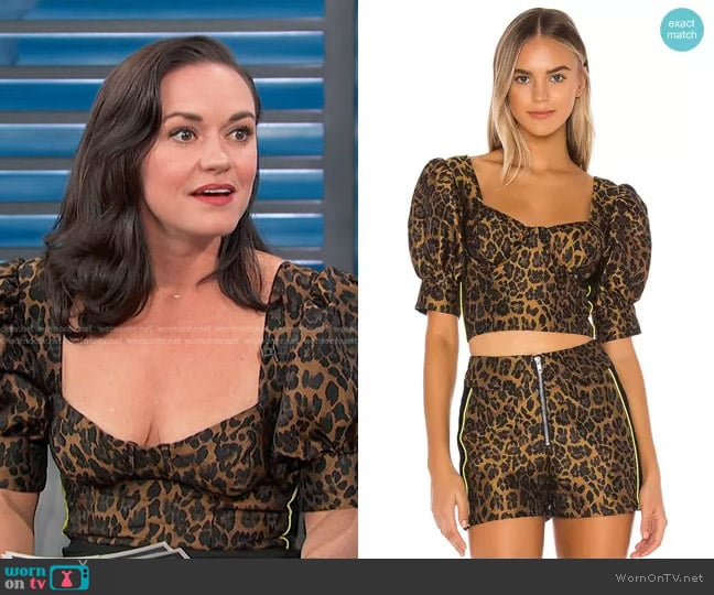 For Love & Lemons Jett Bustier Top worn by Lindsay Myers on Access Hollywood