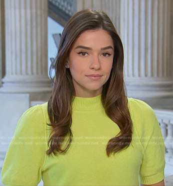 Julie's yellow puff sleeve sweater on NBC News Daily