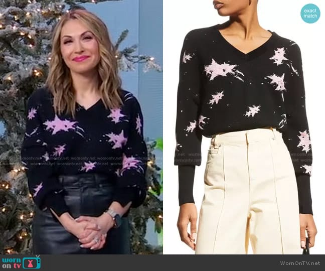 WornOnTV: Lori’s black star print sweater on Good Morning America ...