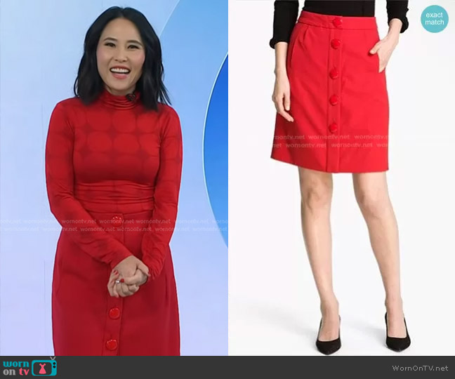 Kate Spade Faylyn Button Front Skirt worn by Vicky Nguyen on Today