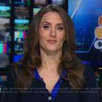 Kristina Partsinevelos’s navy ribbed contrast trim dress on NBC News Daily