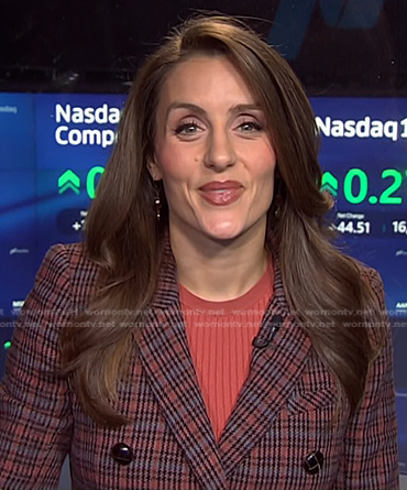 Kristina Partsinevelos's pink plaid blazer on NBC News Daily