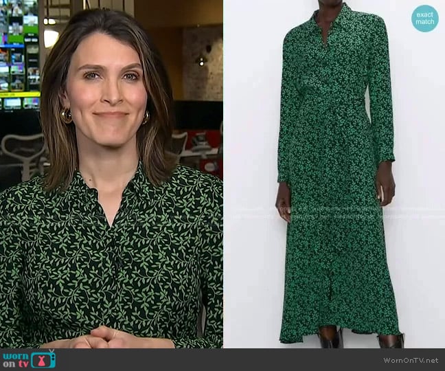 Zara Leaf Print Shirt Dress worn by Molly Hunter on Today