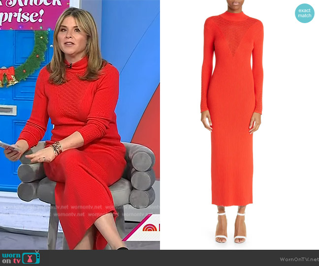 Lela Rose Mock Neck Rib Sweater Sheath Dress worn by Jenna Bush Hager on Today