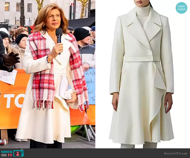 Mackage Rose Wool and Leather Coat in Cream worn by Hoda Kotb on Today