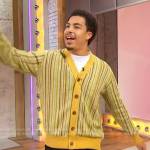 Marcus Scribner’s yellow stripe cardigan on Sherri