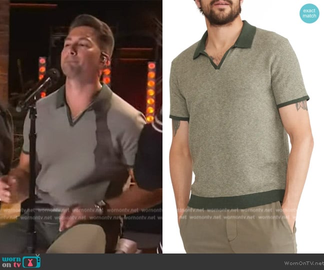 Marine Layer Liam Johnny Collar Polo worn by James Maslow on The Kelly Clarkson Show