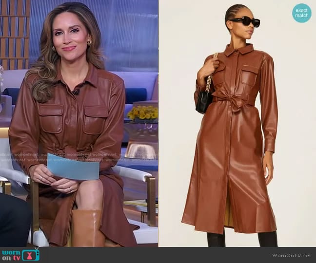 Marissa Webb Collective Faux Leather Shirt Dress worn by Rhiannon Ally on Good Morning America