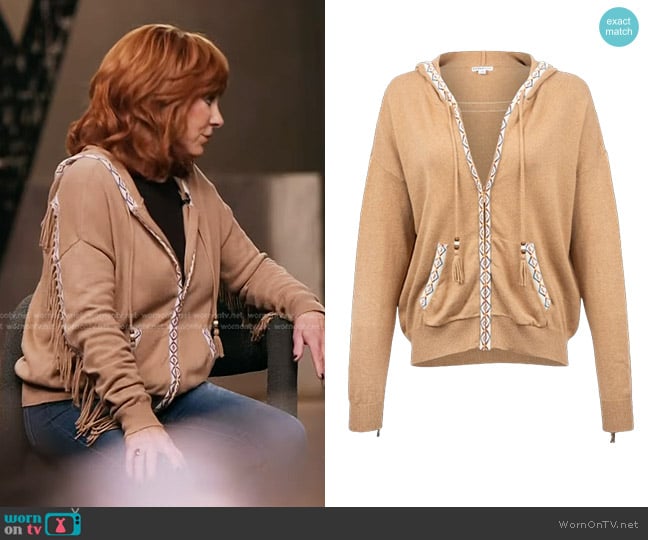 Minnie Rose Fringe Hoodie Cardigan worn by Reba McEntire on The Voice