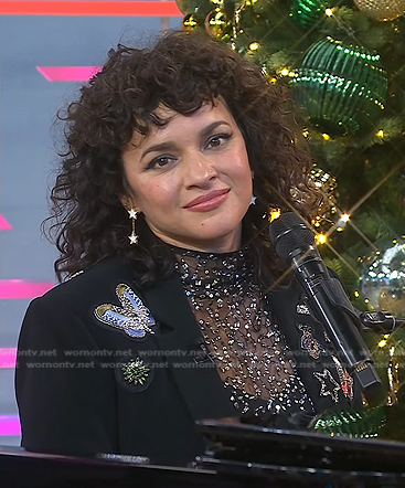 Norah Jones’s black butterfly embellished blazer on Today