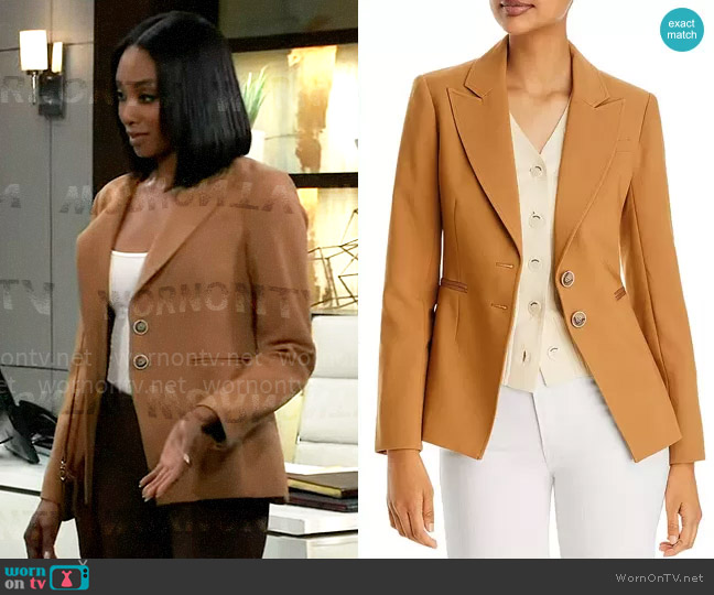 Paige Chelsee Blazer in Caramel worn by Jordan Ashford (Tanisha Mariko Harper) on General Hospital