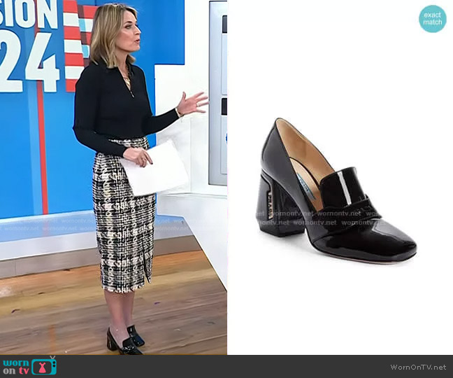 Prada Block Heel Loafer Pump worn by Savannah Guthrie on Today