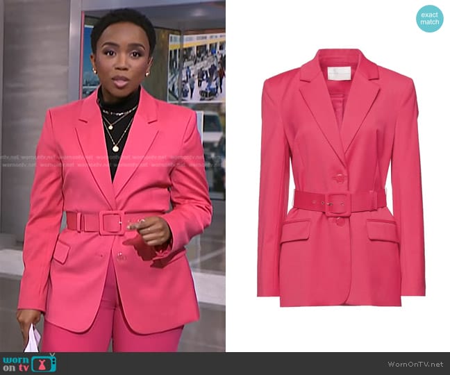 WornOnTV: Zinhle’s pink belted blazer on NBC News Daily | Zinhle ...