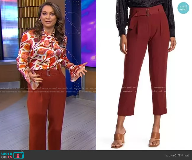 WornOnTV: Ginger’s white print tie neck blouse and brown pants on Good ...