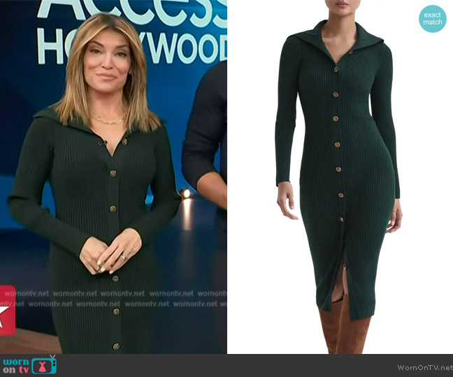 WornOnTV: Kit’s green ribbed button down dress on Access Hollywood ...