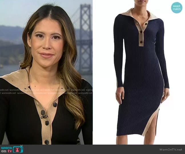 Reiss Nikola Contrast Trim Bodycon Dress worn by Deirdre Bosa on NBC News Daily