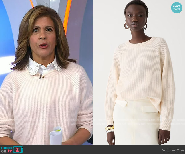 J. Crew Ribbed cashmere oversized crewneck sweater worn by Hoda Kotb on Today