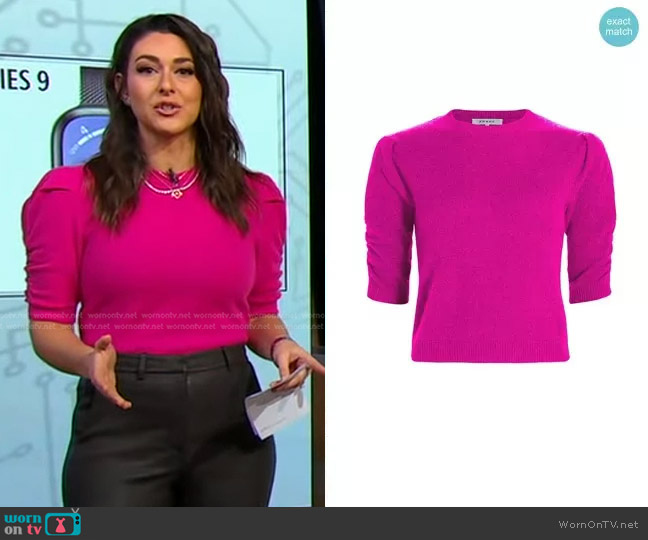 WornOnTV: Erielle’s pink puff sleeve sweater on Good Morning America ...