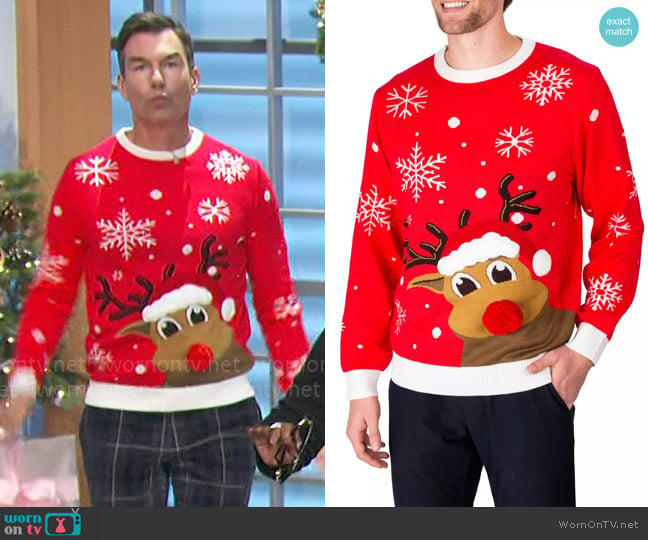 Sleephero Ugly Christmas Sweater in Reindeer worn by Jerry O'Connell on The Talk