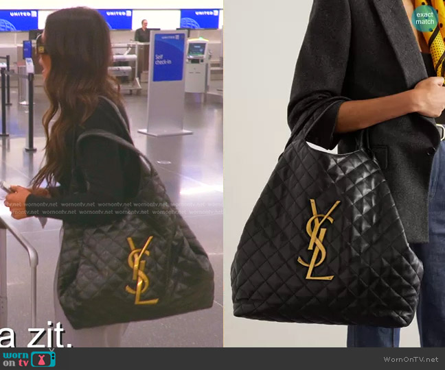 Saint Laurent Icare Embellished Quilted Leather Tote worn by Lisa Barlow on The Real Housewives of Salt Lake City