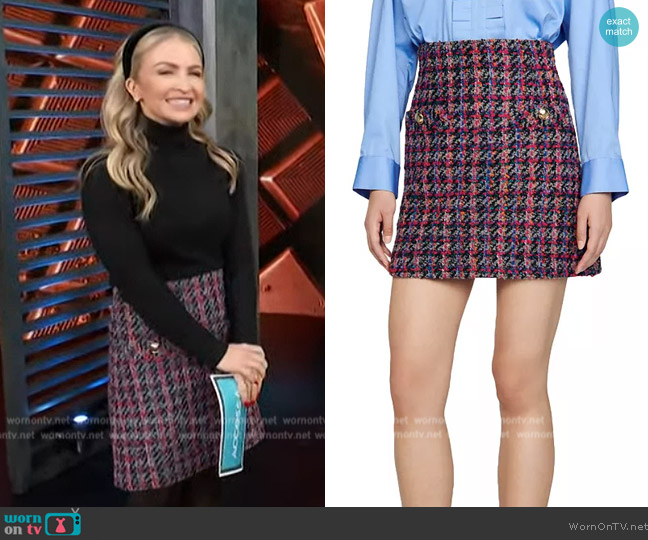 Sandro Loly Tweed Skirt worn by Maria Provenzano on Access Hollywood