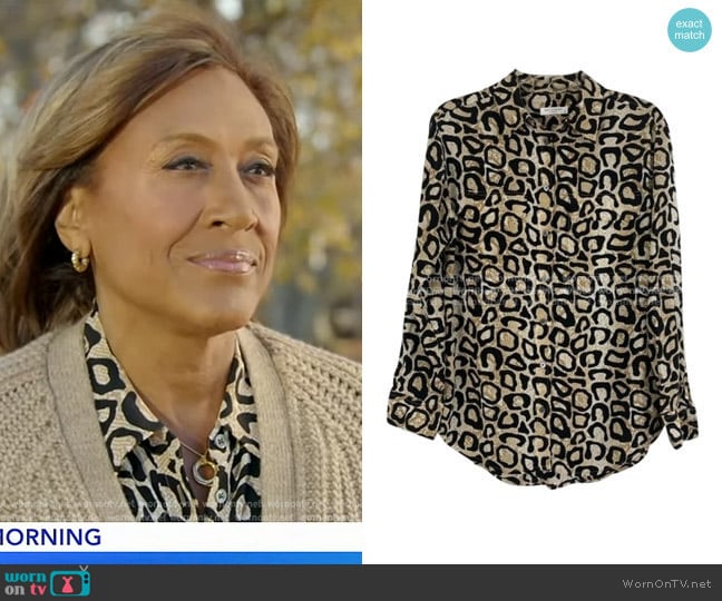 Equipment Signature Silk Blouse worn by Robin Roberts on Good Morning America