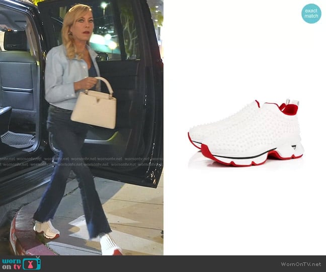 Christian Louboutin Spike Sock sneakers worn by Sutton Stracke on The Real Housewives of Beverly Hills