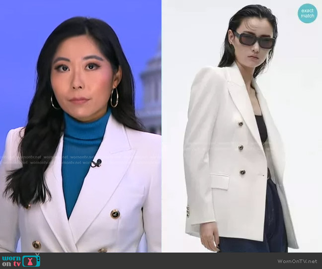WornOnTV: Selina Wang’s white double breasted blazer on Good Morning ...