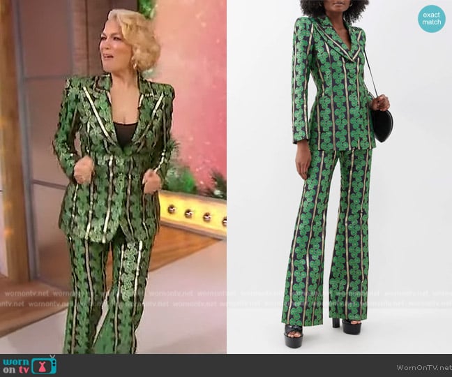 The Vampire's Wife The Charlatan floral-jacquard suit jacket worn by Hannah Waddingham on Sherri