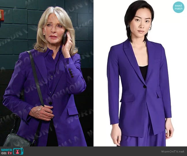 Theory Etiennette Blazer in Blue Iris worn by Marlena Evans (Deidre Hall) on Days of our Lives