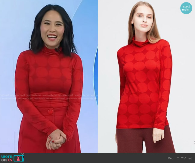 Uniqlo x Marimekko Heatteck Extra Warm Turtle Neck Long Sleeve worn by Vicky Nguyen on Today