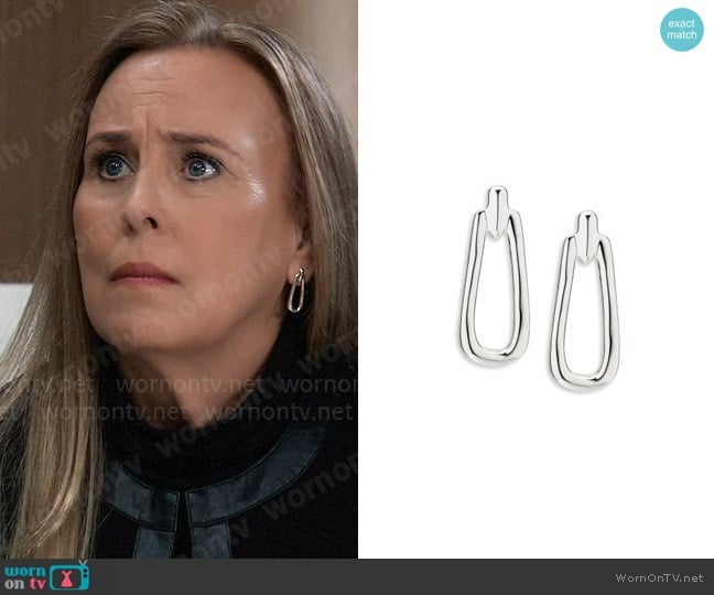 Uno de 50 Prosperity Open Oval Drop Earrings in Sterling Silver worn by Laura Collins (Genie Francis) on General Hospital