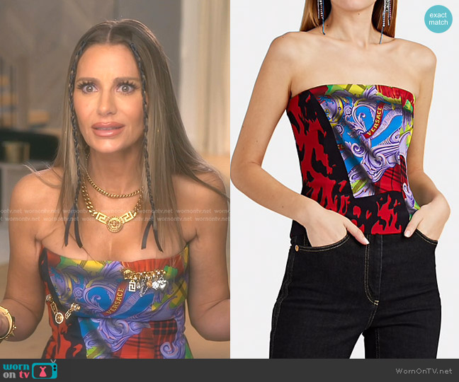 Versace Silk Printed Crop Top worn by Dorit Kemsley on The Real Housewives of Beverly Hills