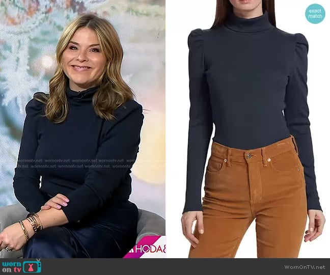 Veronica Beard Cedar Puff-Sleeve Turtleneck Top worn by Jenna Bush Hager on Today