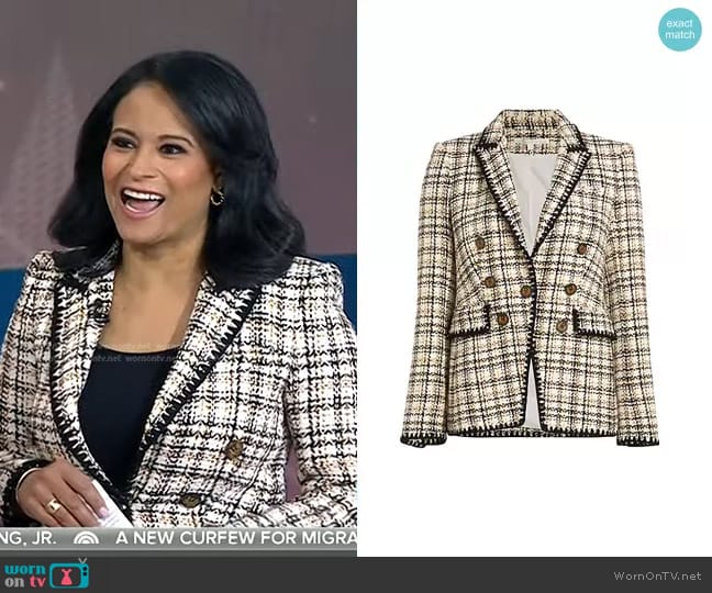 Veronica Beard Lawrence Cotton Blend Tweed Dickey Jacket worn by Kristen Welker on Today