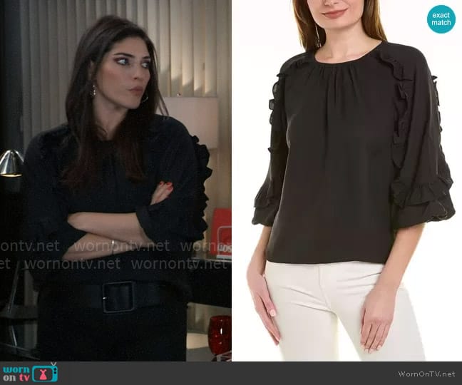 Vince Camuto Puff Sleeve Blouse worn by Brook Lynn Quartermaine (Amanda Setton) on General Hospital