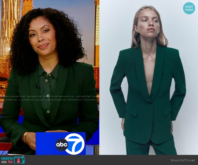 Zara Shawl Lapel Blazer worn by Shirleen Allicot on Good Morning America