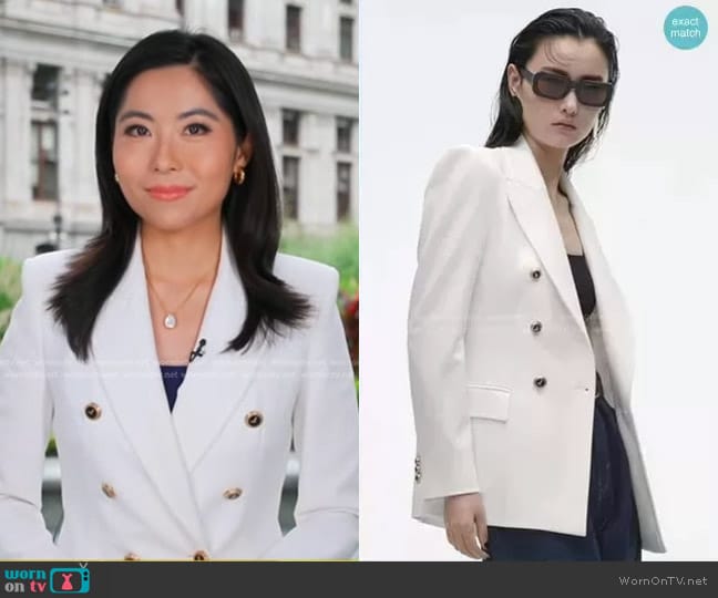 Zara Tailored Double Breasted Blazer worn by Selina Wang on Good Morning America