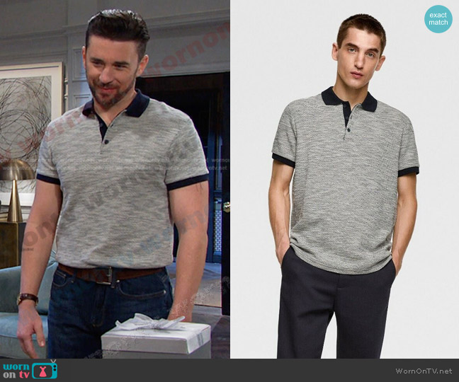 Zara Textured Polo Shirt worn by Chad DiMera (Billy Flynn) on Days of our Lives