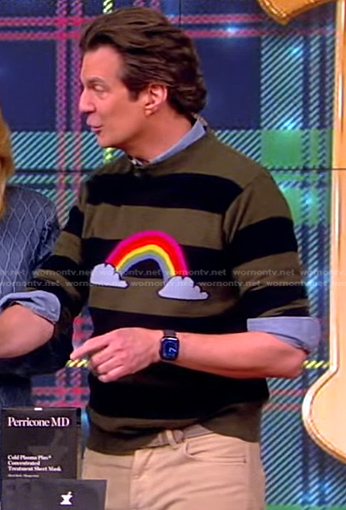 Adam Glassman striped rainbow sweater on The View