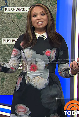 Adelle's black floral collared dress on Today