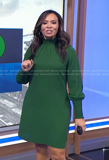 Adelle’s green smocked neck dress on Today