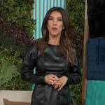 Adrianna Costa’s black leather mini dress on Access Hollywood