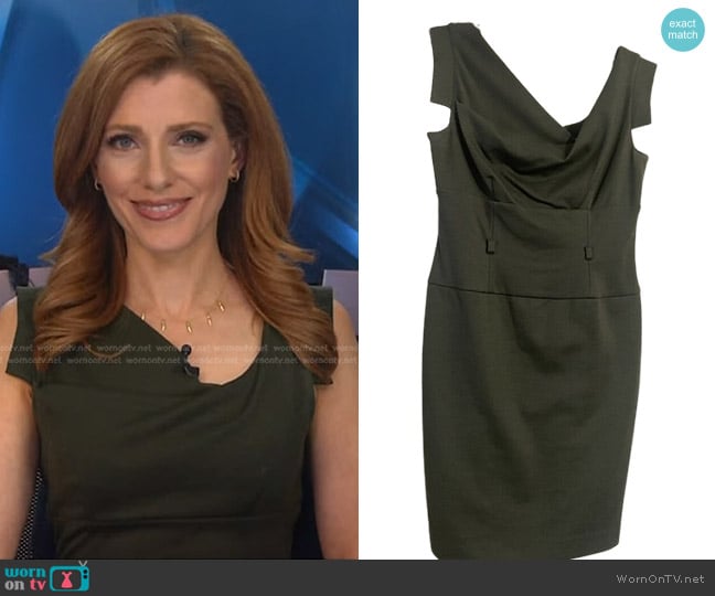 Adrianna Papell Asymmetric Neck Sheath Dress worn by Julia Boorstin on NBC News Daily